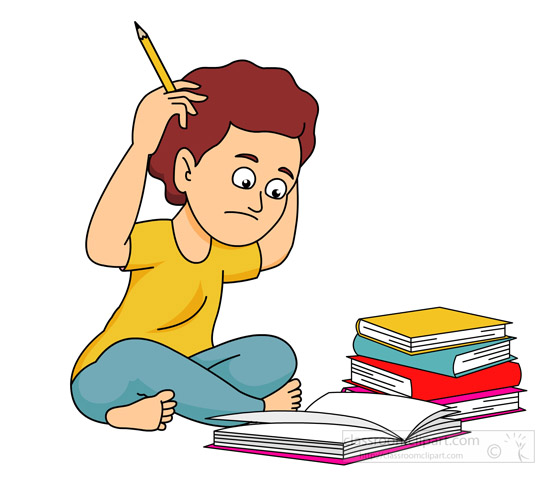 boy confused with lots of homework